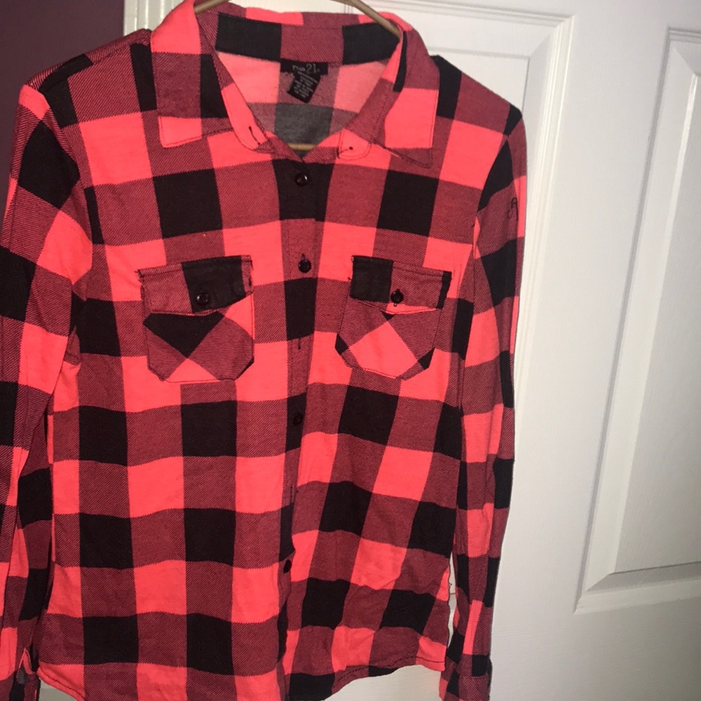 orange& black flannel L